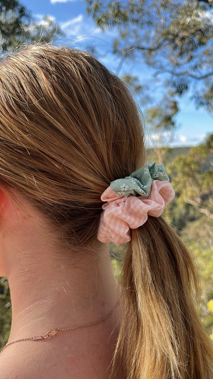 Floral Gingham Scrunchie