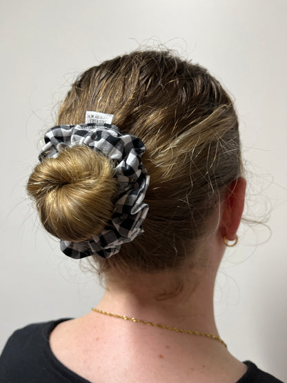 Charcoal Gingham Scrunchie